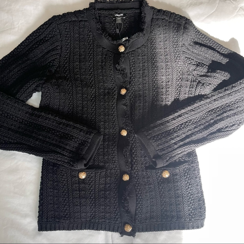 NWT Express sweater button up black size M